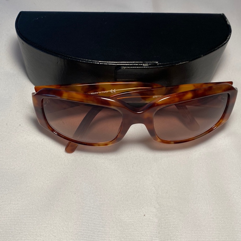 Prada Tortoise Sunglasses, Prada Logo on Frame